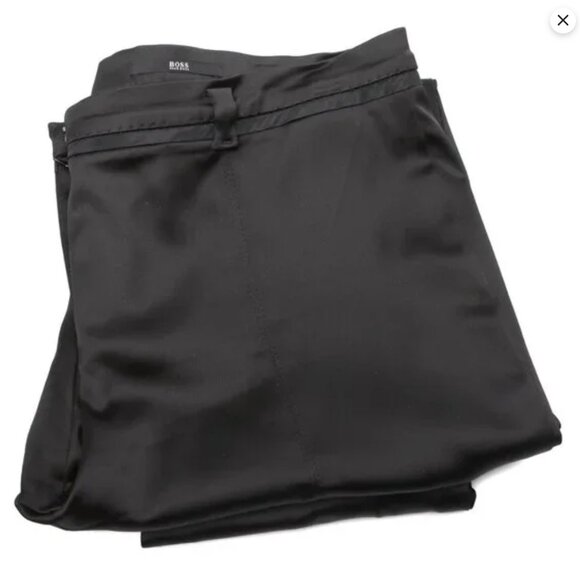 Hugo Boss Satin Straight Leg Dress Pants Black Trousers Party Fancy Classic - Picture 7 of 16